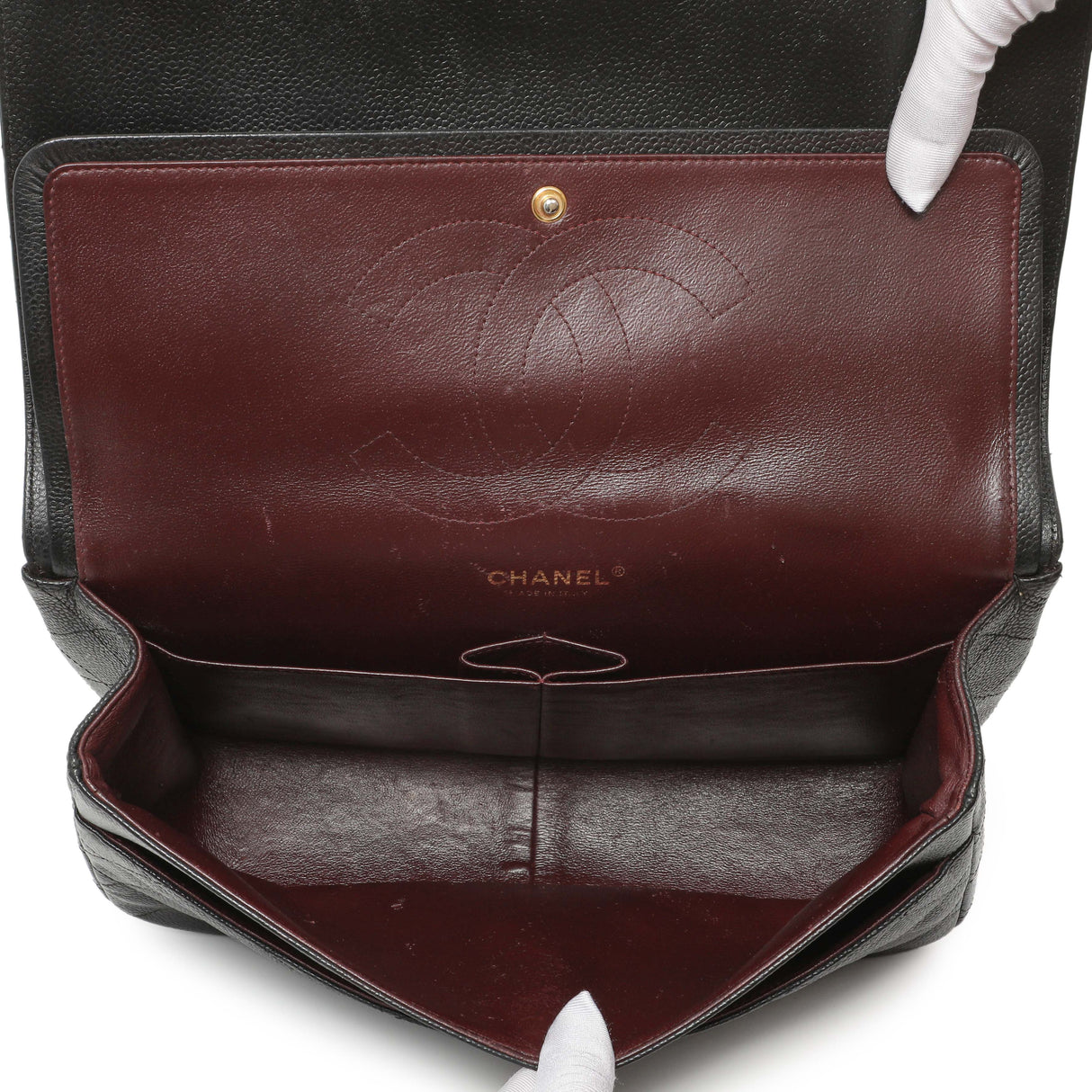 Chanel Black Quilted Caviar Jumbo Double Flap Handbags Chanel