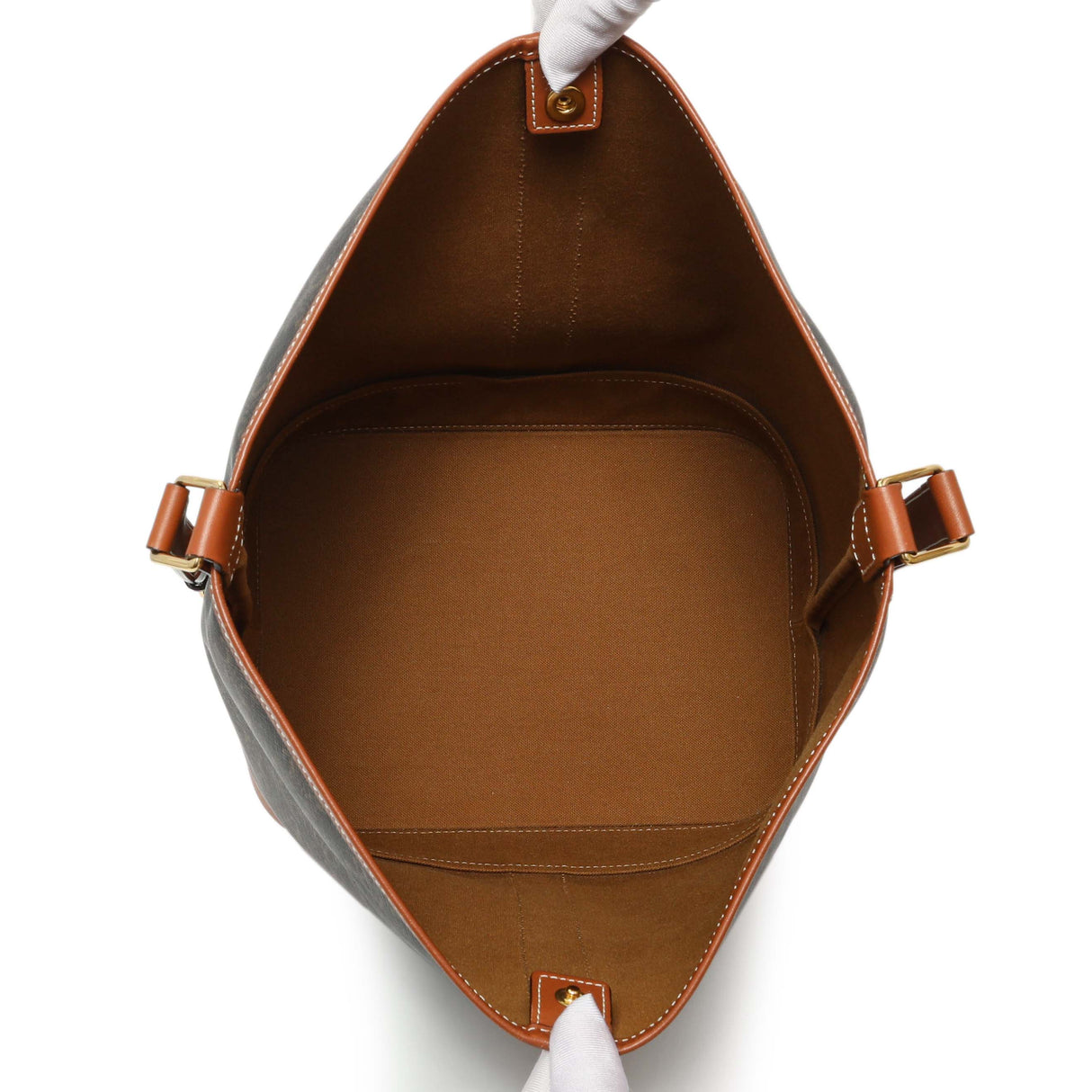 Celine Tan Triomphe Canvas Calfskin Medium Bucket Bag Handbags Celine