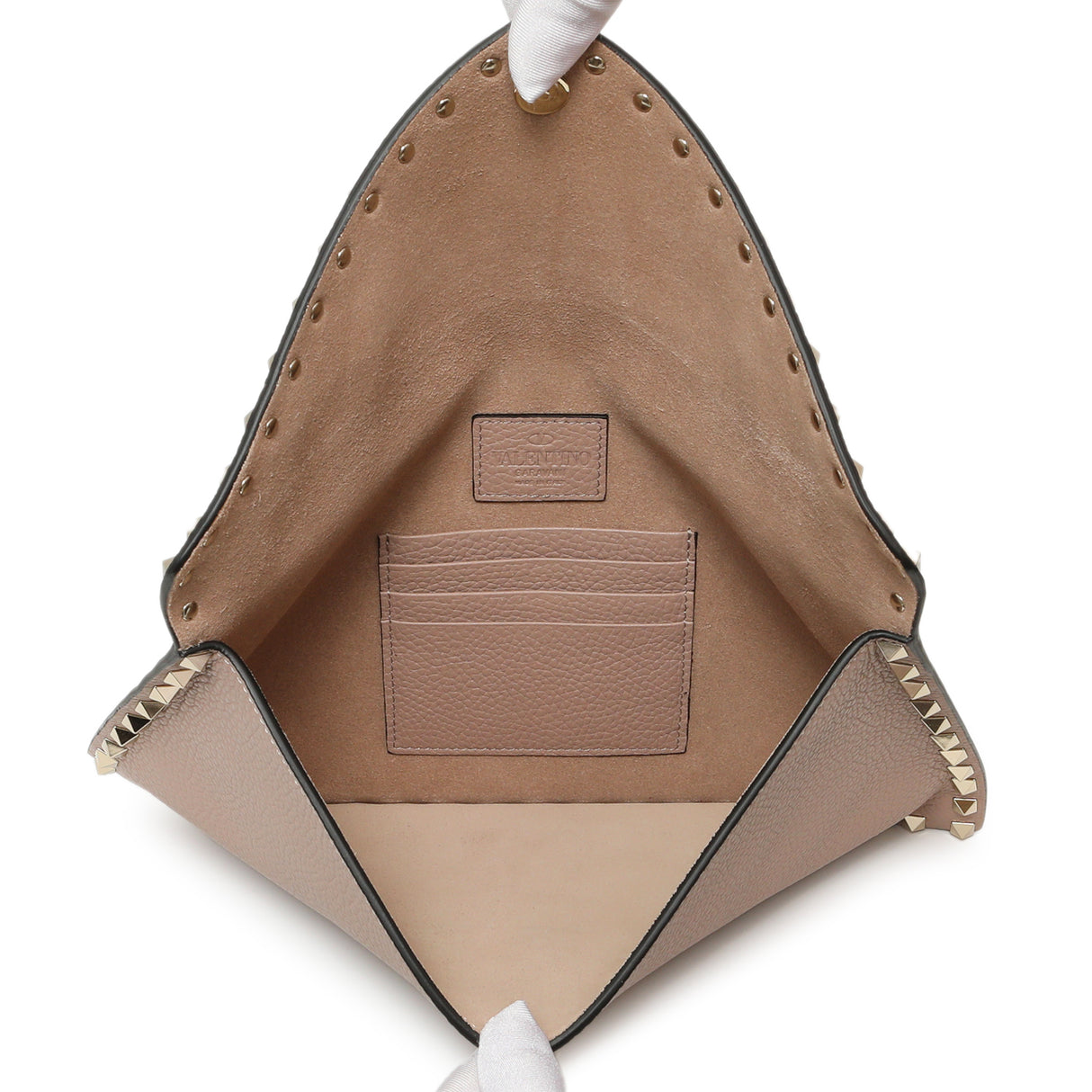 Valentino Poudre Pebbled Calfskin Large Rockstud Envelope Pouch Accessories Valentino