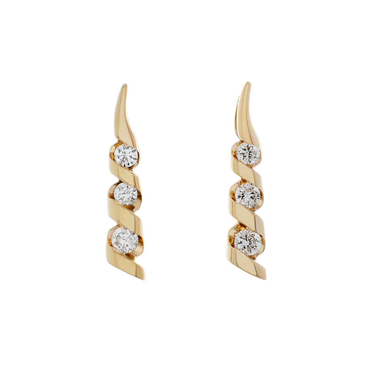 14K Yellow Gold Diamond Earrings Fine Jewellery Modaselle