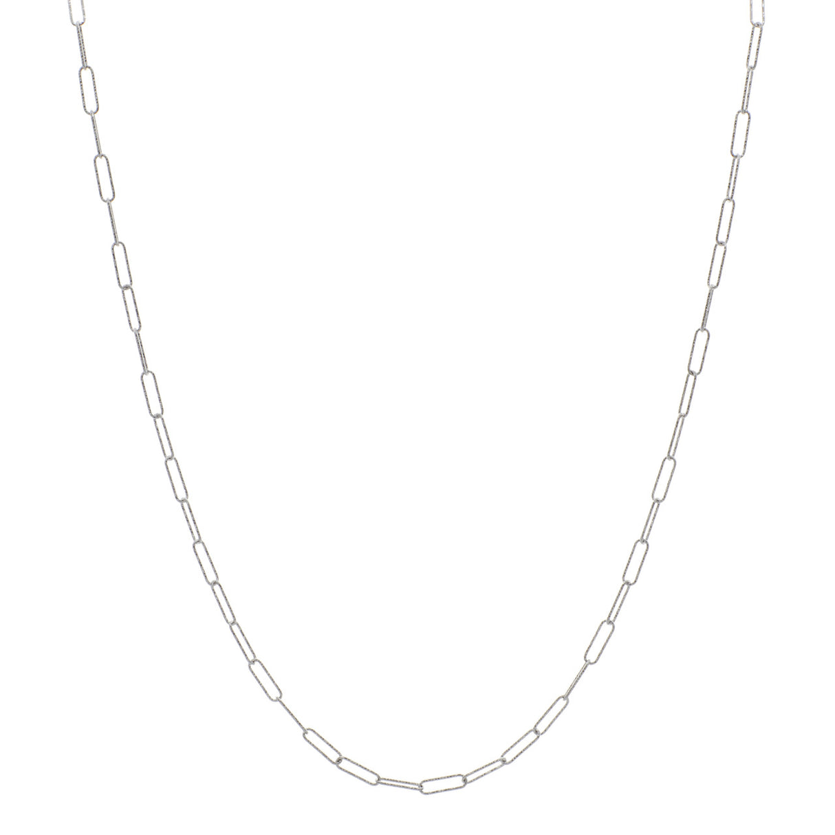 14K White Gold Paperclip Necklace Modaselle