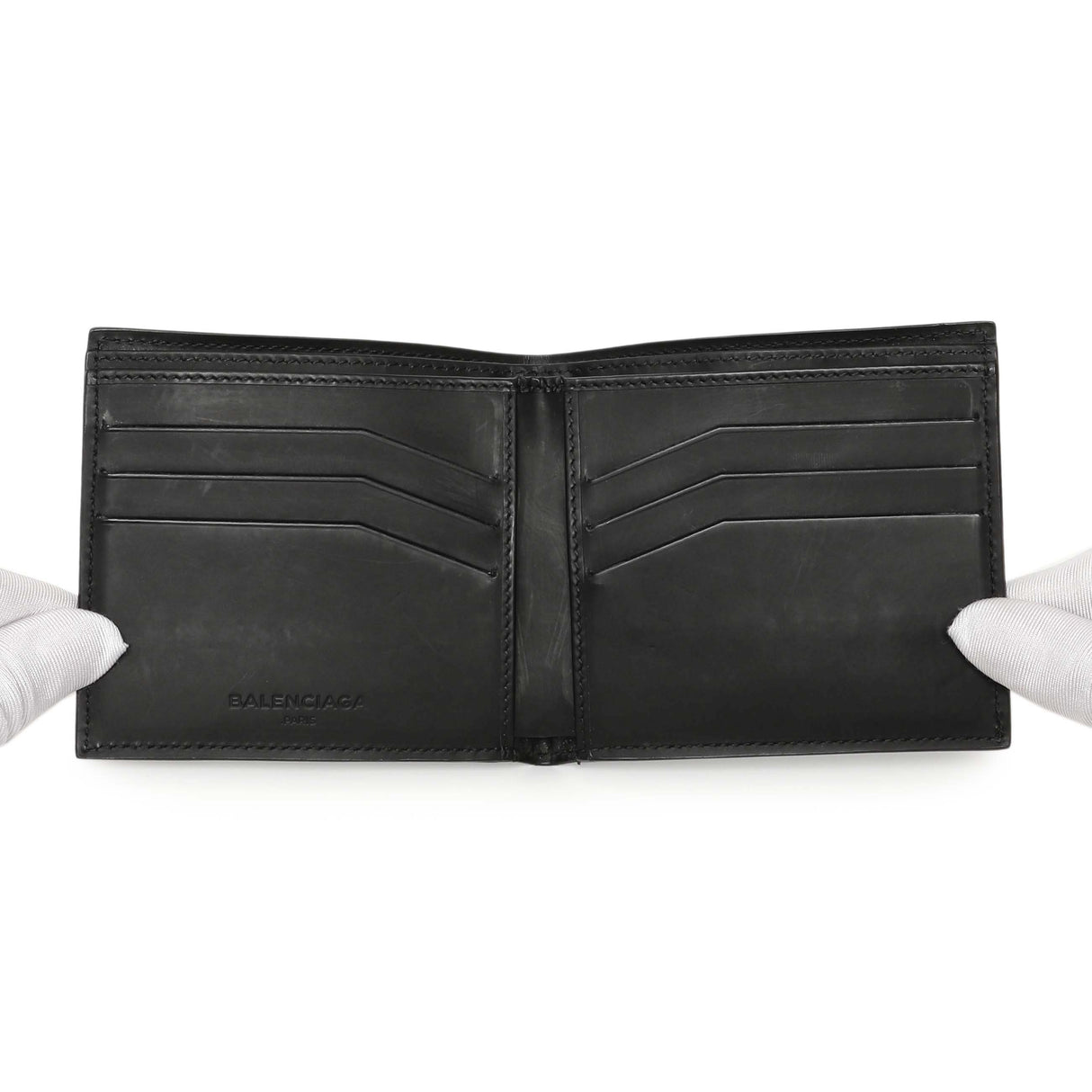 Balenciaga Black Grid Embossed Calfskin Bifold Wallet Accessories Balenciaga