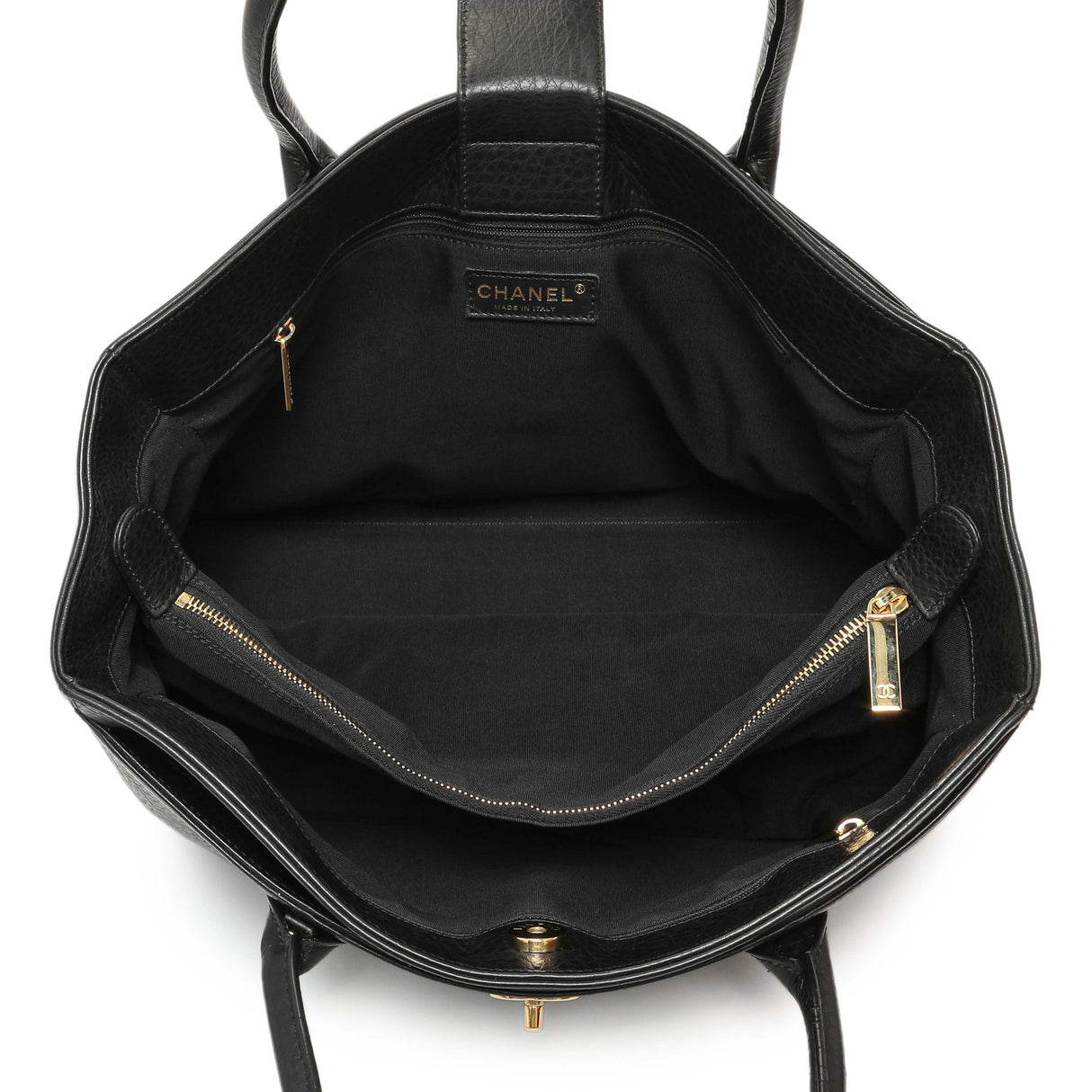 Chanel Black Calfskin Cerf Executive Shopper Tote Handbags Chanel