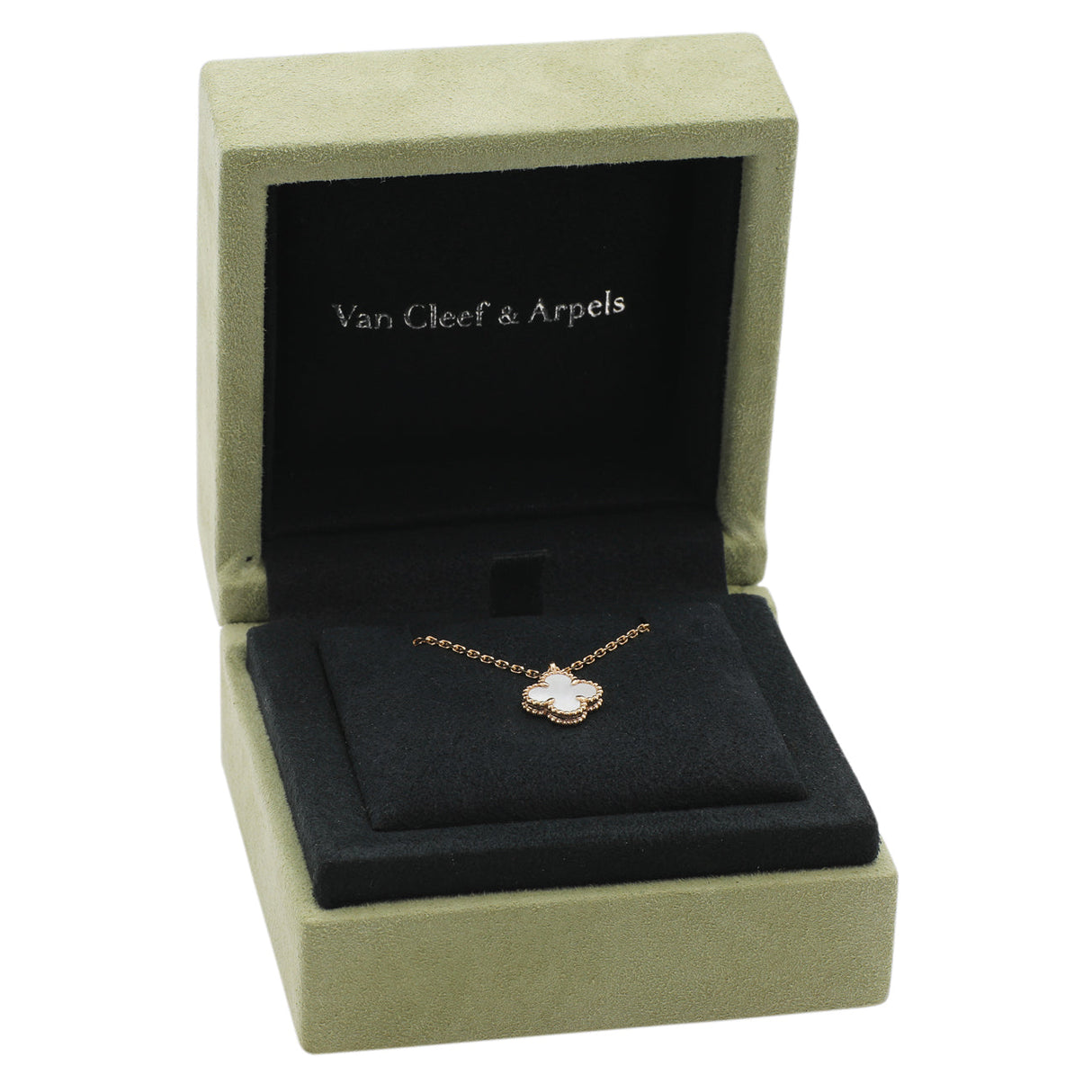 Van Cleef & Arpels 18K Yellow Gold Mother of Pearl Sweet Alhambra Pendant Necklace Designer Jewellery Van Cleef and Arpels