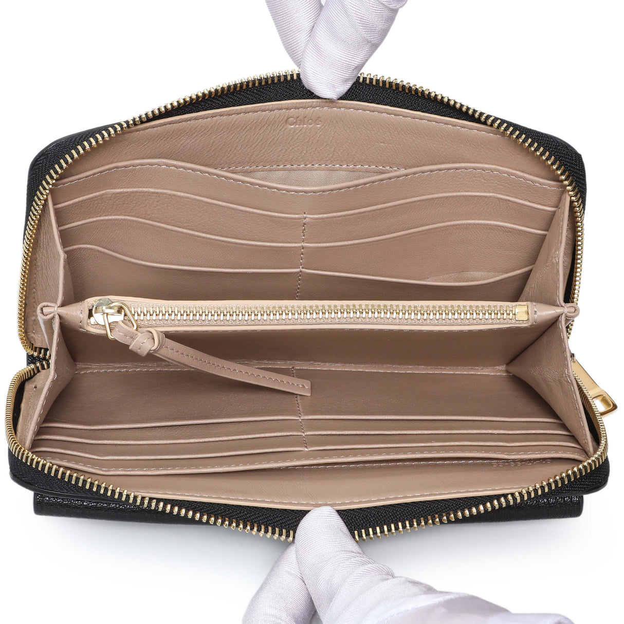 Chloe Black Grained Calfskin Drew Zip Wallet Accessories Chloe