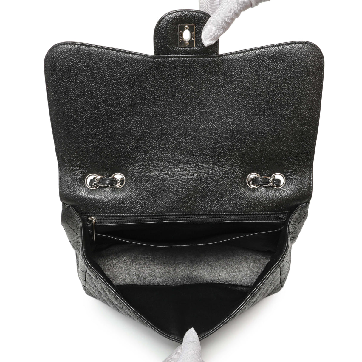 Chanel Black Quilted Caviar Jumbo Single Flap Handbags Chanel