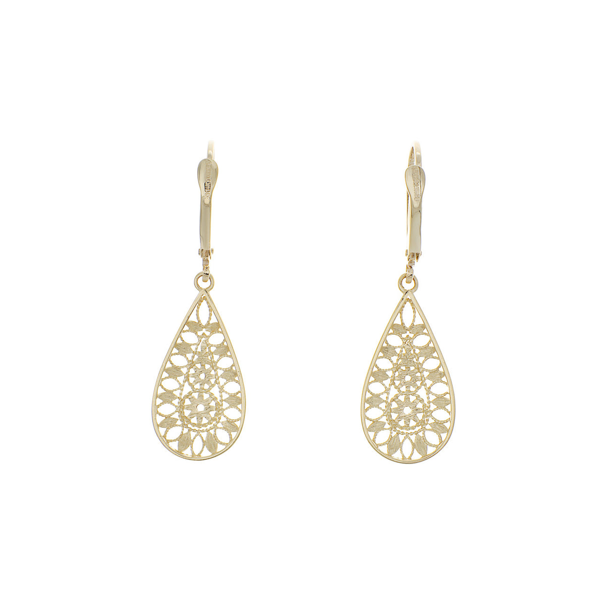 14K Yellow & White Gold Drop Earrings Modaselle