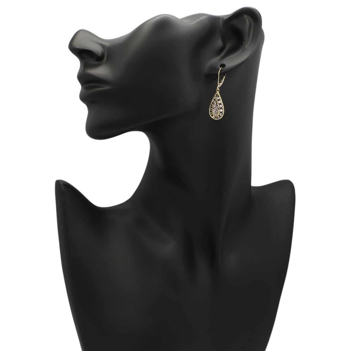 14K Yellow & White Gold Drop Earrings Modaselle