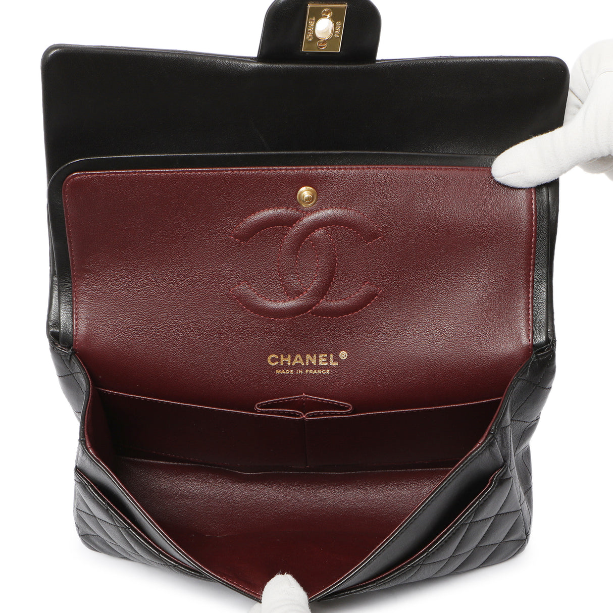 Chanel Black Quilted Lambskin Medium Classic Double Flap Handbags Chanel