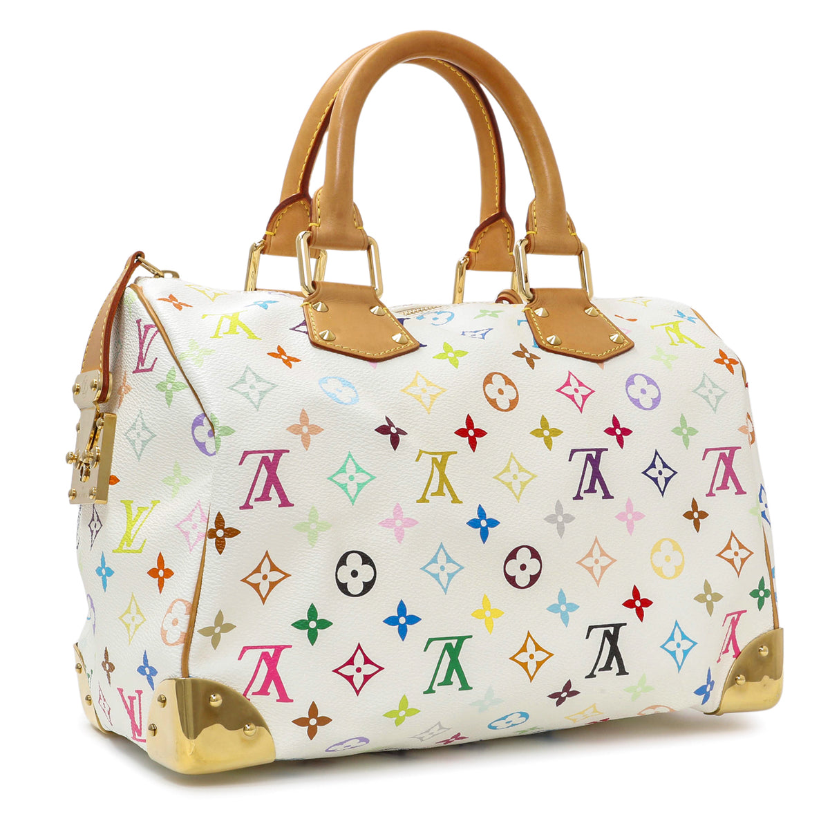 Louis Vuitton Monogram White Multicolor Speedy 30 Handbags Louis Vuitton