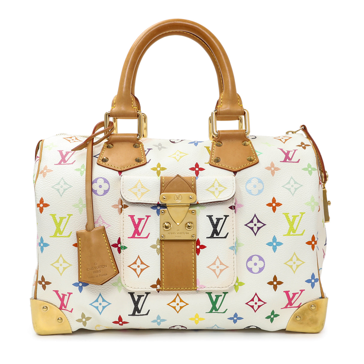 Louis Vuitton Monogram White Multicolor Speedy 30 Handbags Louis Vuitton