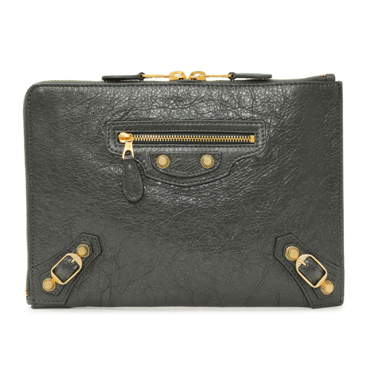 Balenciaga Gris Fossile Lambskin Giant 12 Zip Pouch Accessories Balenciaga