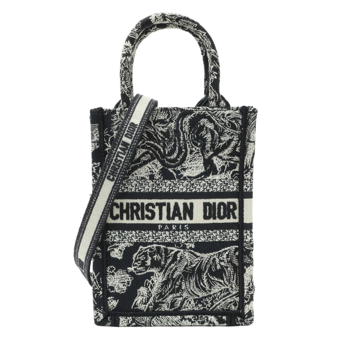 Christian Dior Canvas Toile de Jouy Reverse Embroidered Mini Book Tote Phone Bag Handbags Christian Dior