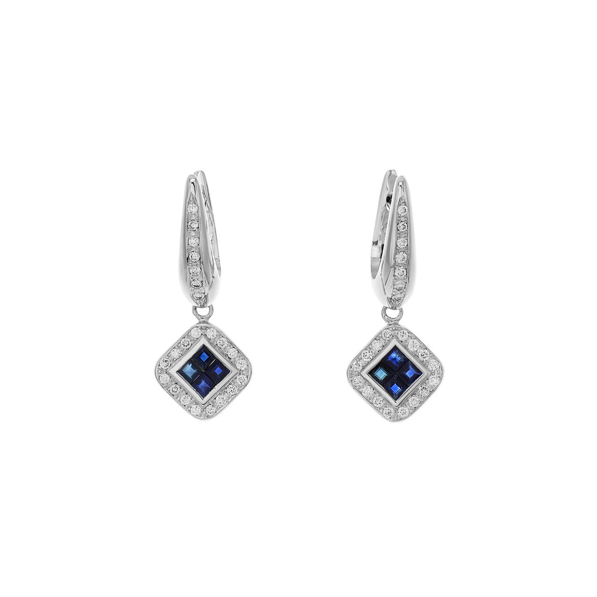 18K White Gold 0.96 Carat Sapphire Earrings Fine Jewellery Modaselle