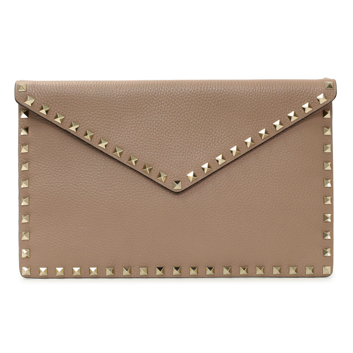 Valentino Poudre Pebbled Calfskin Large Rockstud Envelope Pouch Accessories Valentino