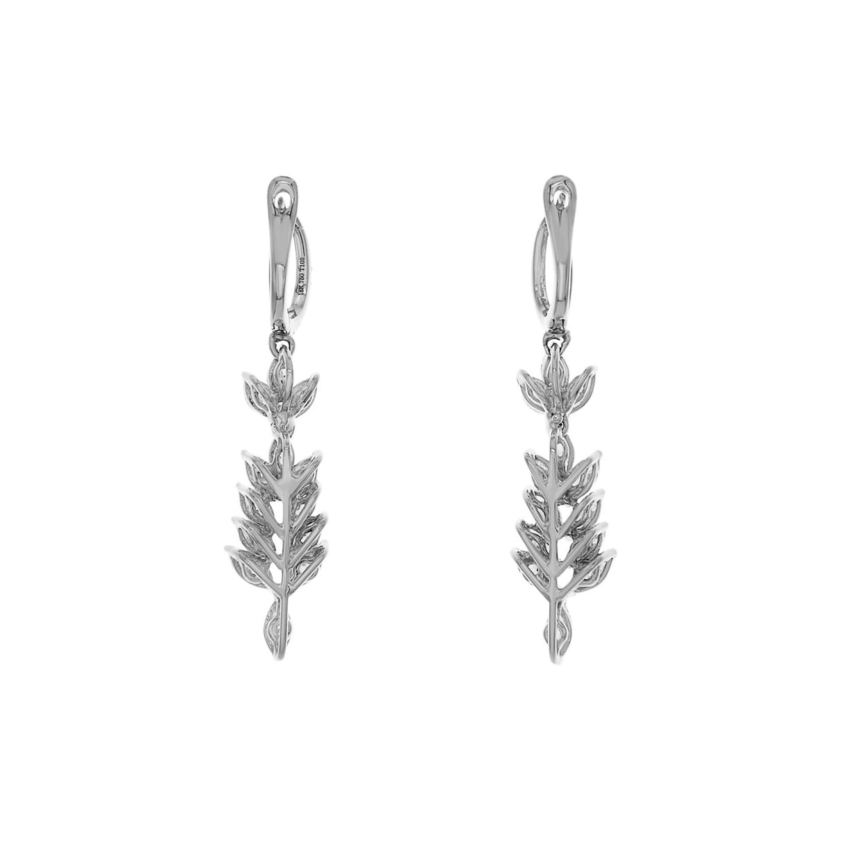 18K White Gold 4.17 Carat Foliate Drop Diamond Earrings Fine Jewellery Modaselle