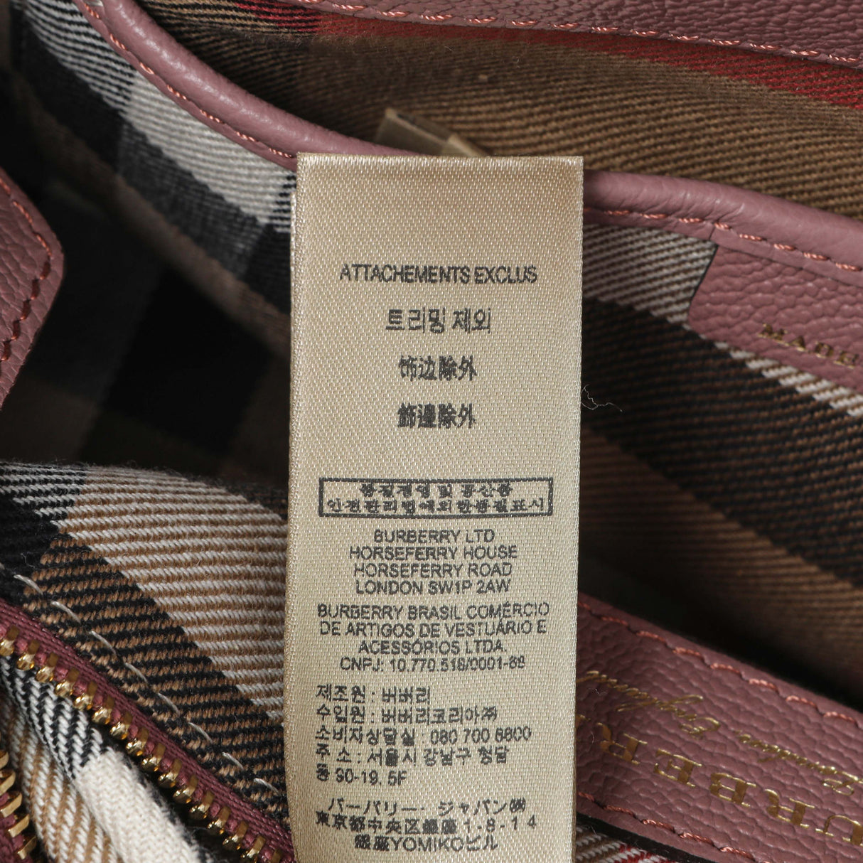 Burberry Dusty Pink Grained Calfskin Small Buckle Tote Handbags Burberry