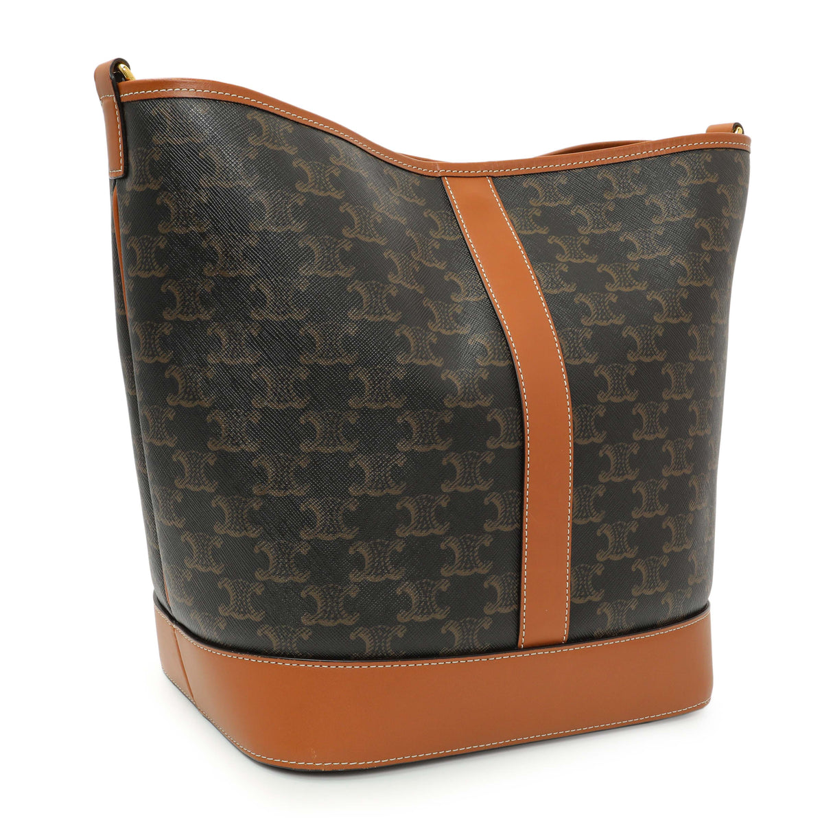 Celine Tan Triomphe Canvas Calfskin Medium Bucket Bag Handbags Celine