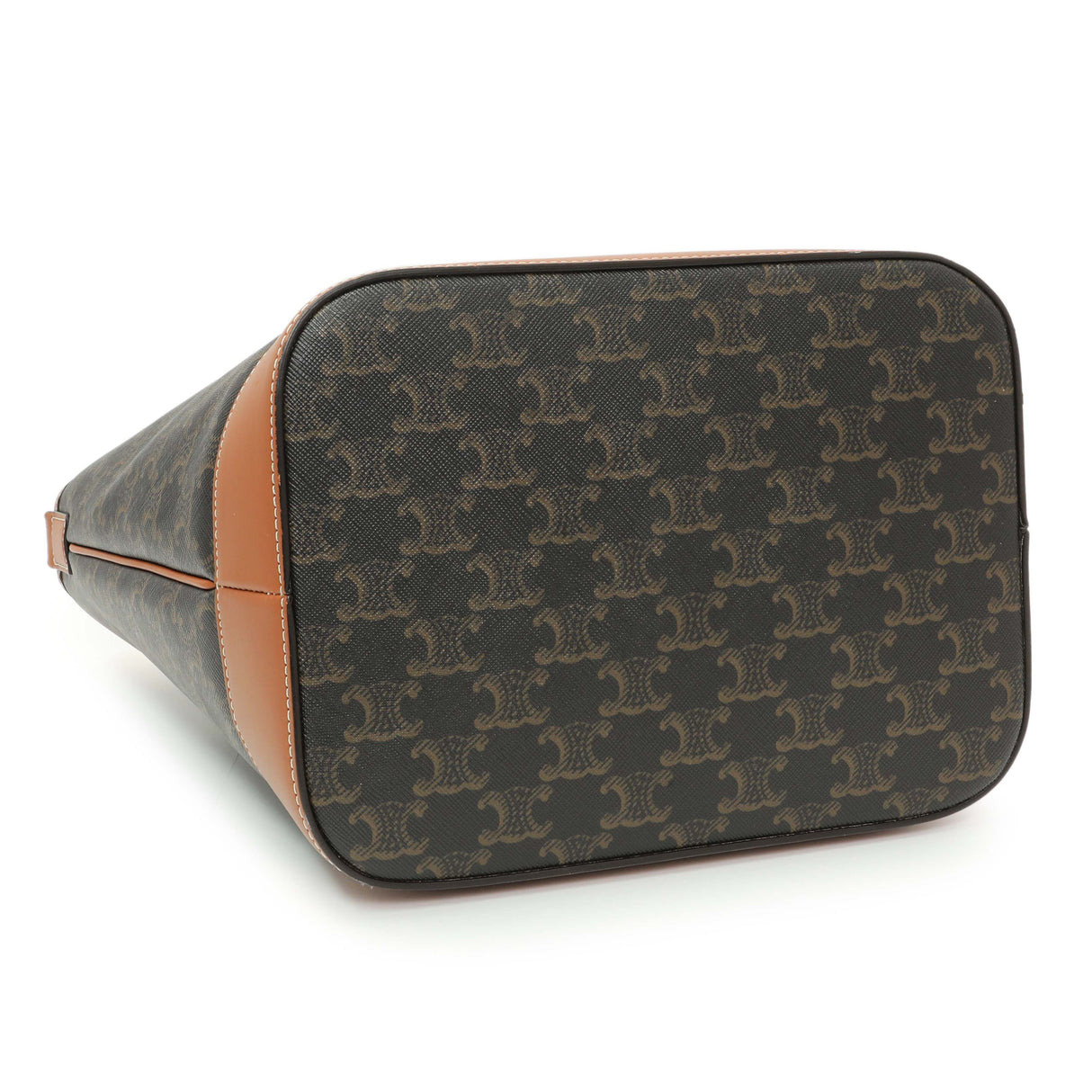 Celine Tan Triomphe Canvas Calfskin Medium Bucket Bag Handbags Celine