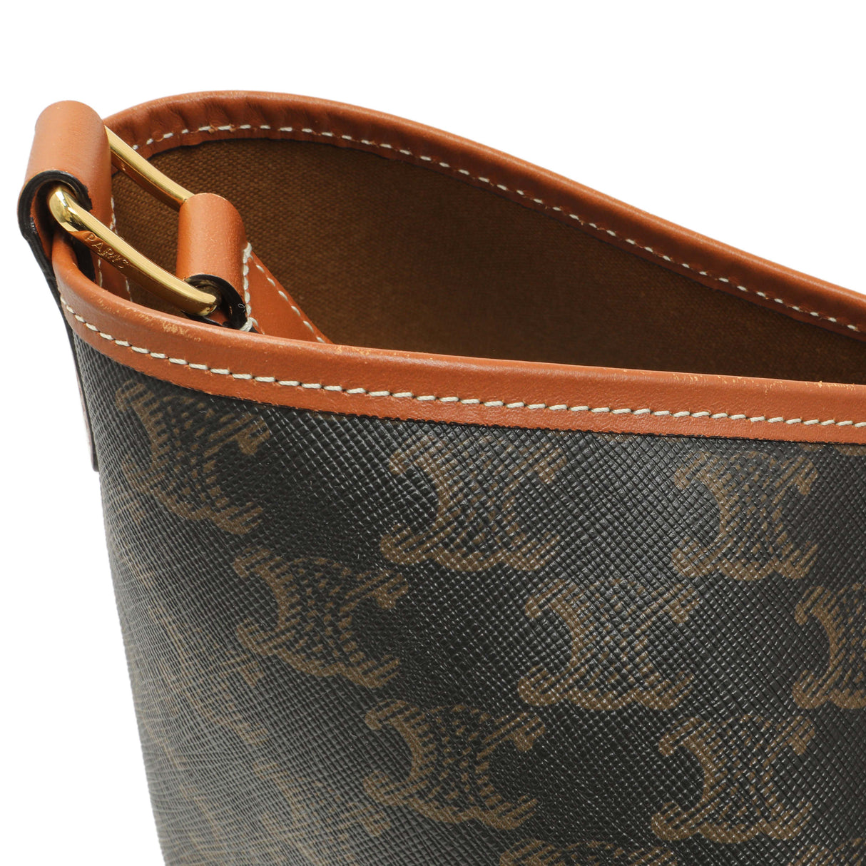 Celine Tan Triomphe Canvas Calfskin Medium Bucket Bag Handbags Celine