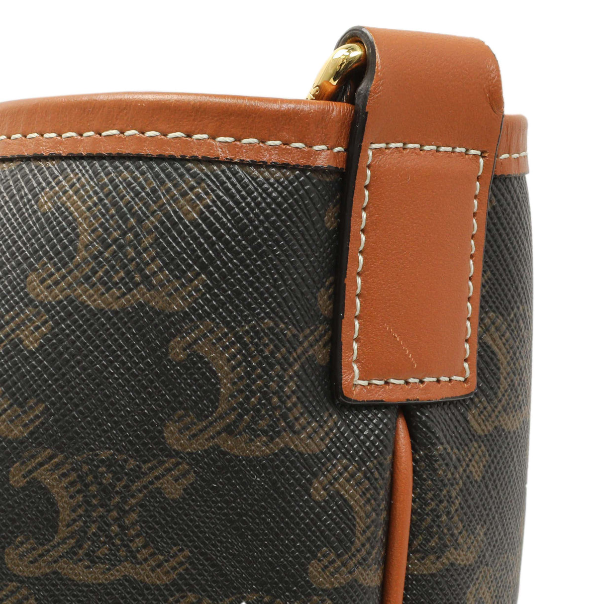 Celine Tan Triomphe Canvas Calfskin Medium Bucket Bag Handbags Celine