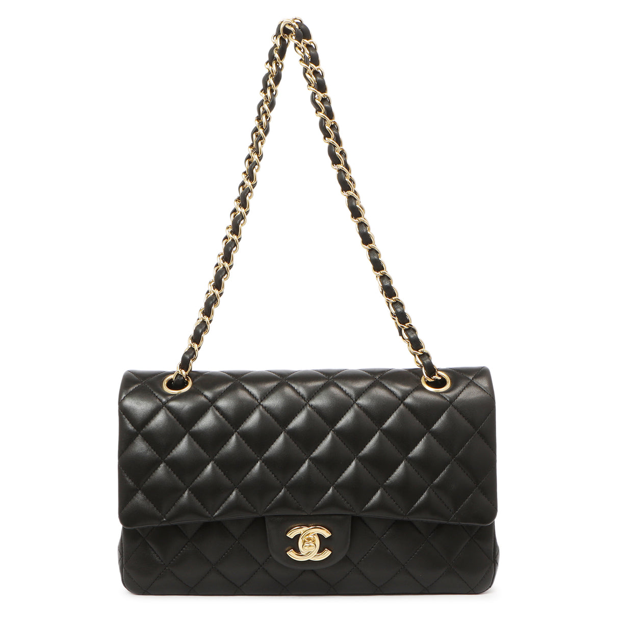 Chanel Black Quilted Lambskin Medium Classic Double Flap Handbags Chanel