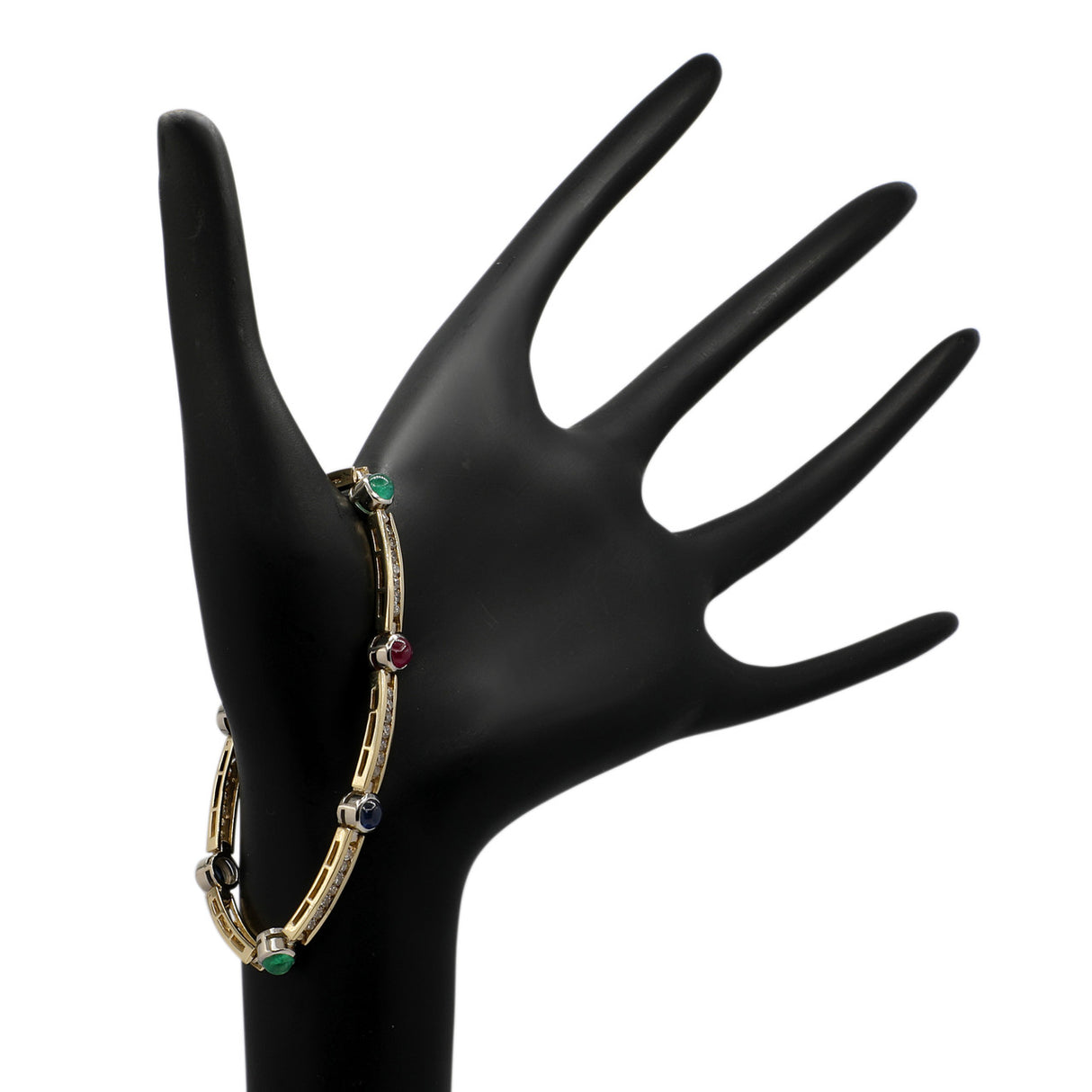 14K Yellow & White Gold Sapphire Emerald Ruby Bracelet Fine Jewellery Modaselle