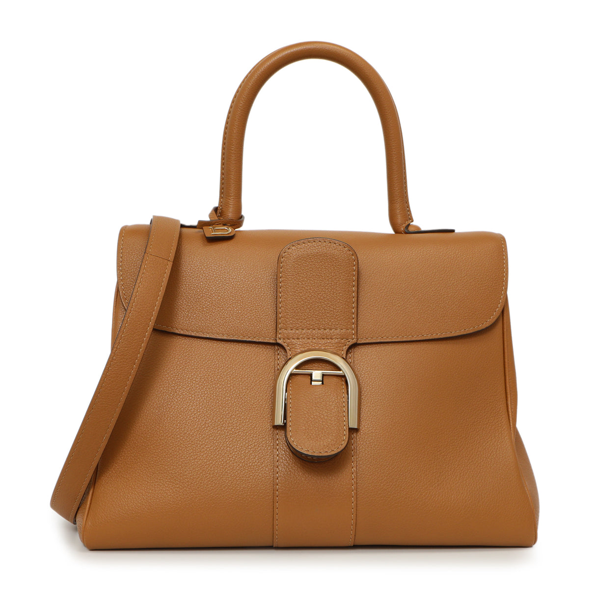 Delvaux Brown Grained Calfskin Brillant MM Handbags Delvaux