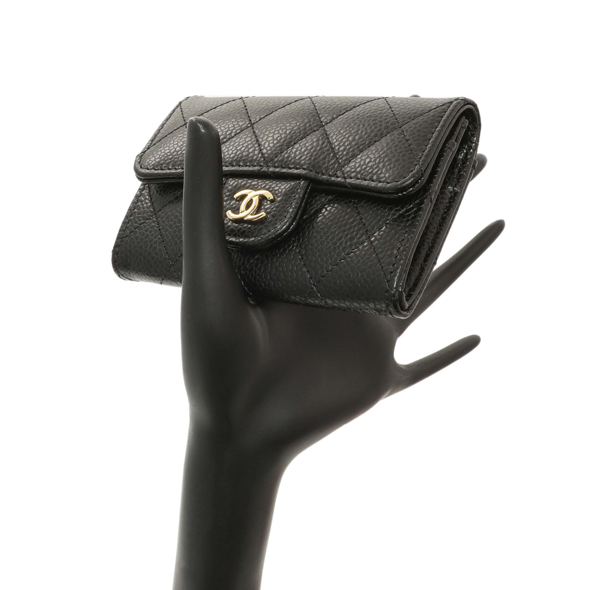 Chanel Black Quilted Caviar Flap Card Holder Wallet Accessories Chanel