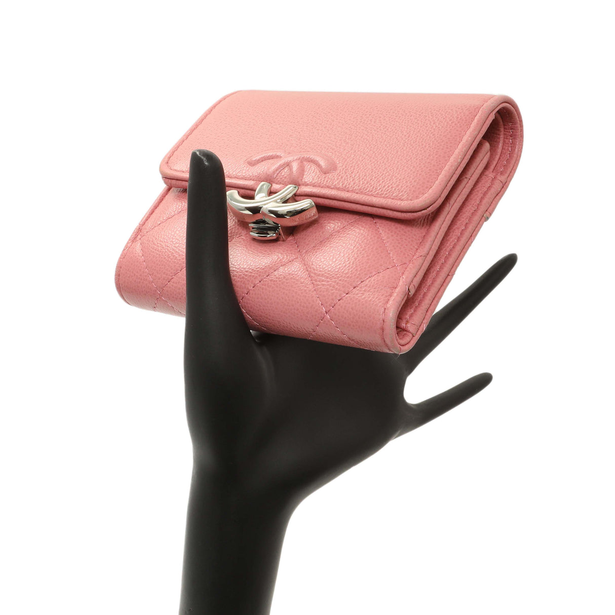 Chanel Pink Quilted Grained Calfskin CC Box Flap Wallet Accessories Chanel