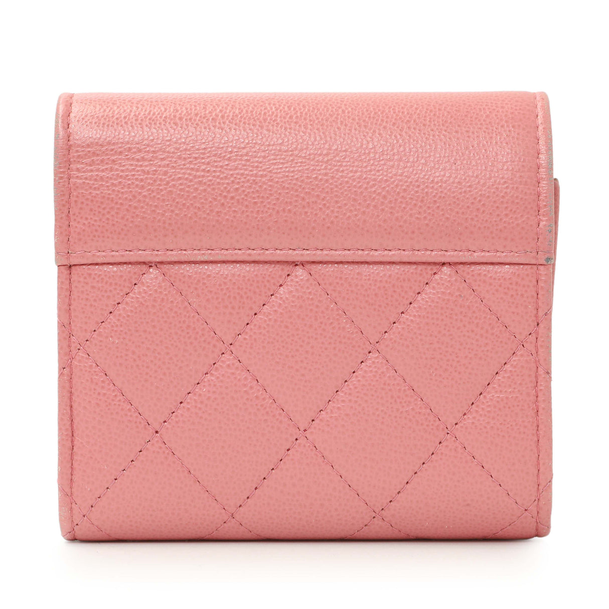 Chanel Pink Quilted Grained Calfskin CC Box Flap Wallet Accessories Chanel