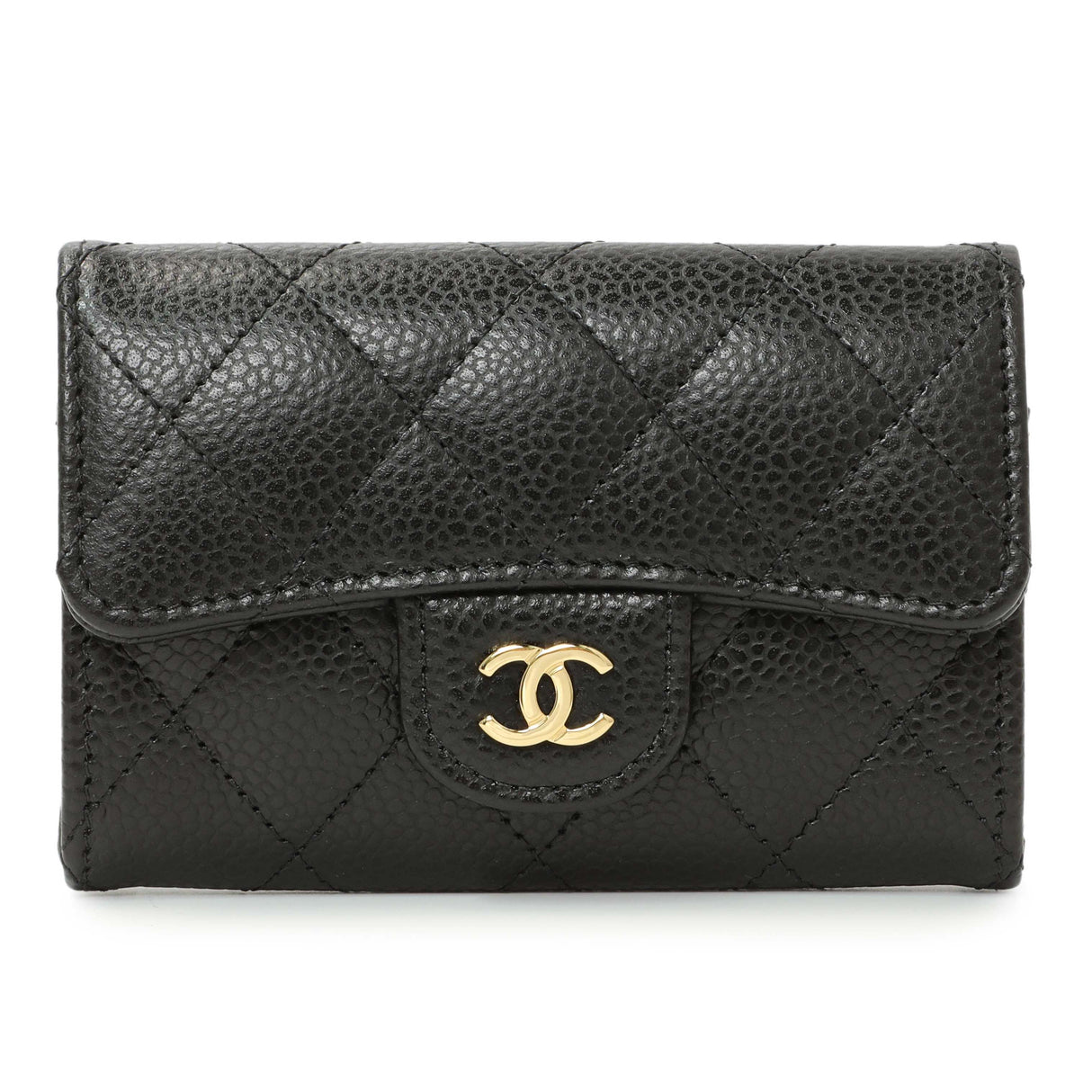 Chanel Black Quilted Caviar Flap Card Holder Wallet Accessories Chanel