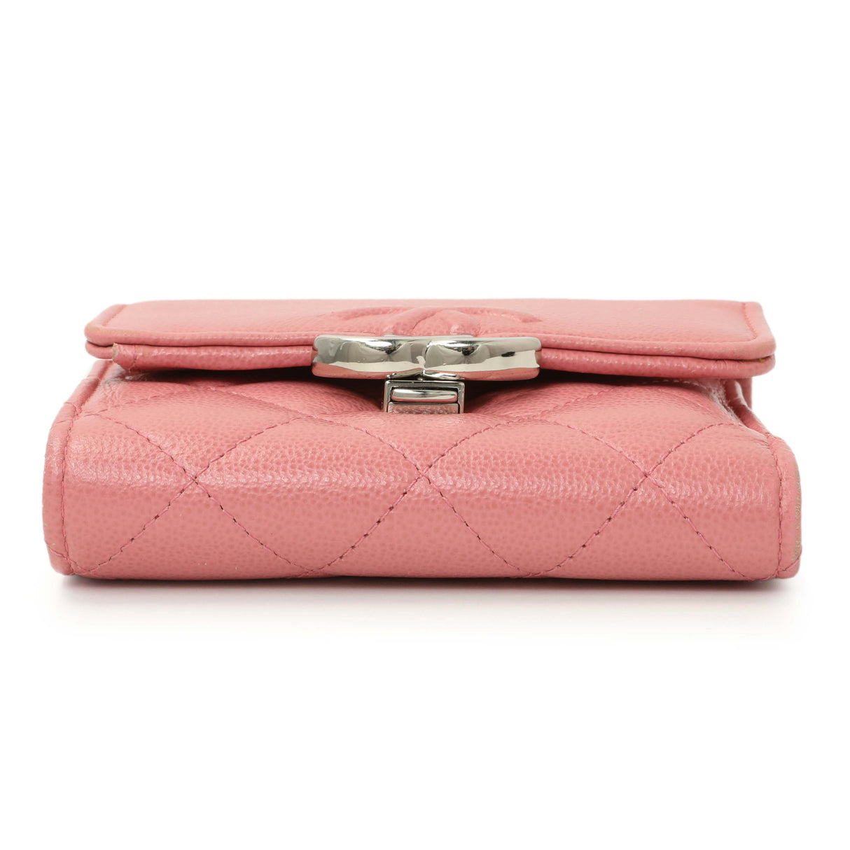 Chanel Pink Quilted Grained Calfskin CC Box Flap Wallet Accessories Chanel