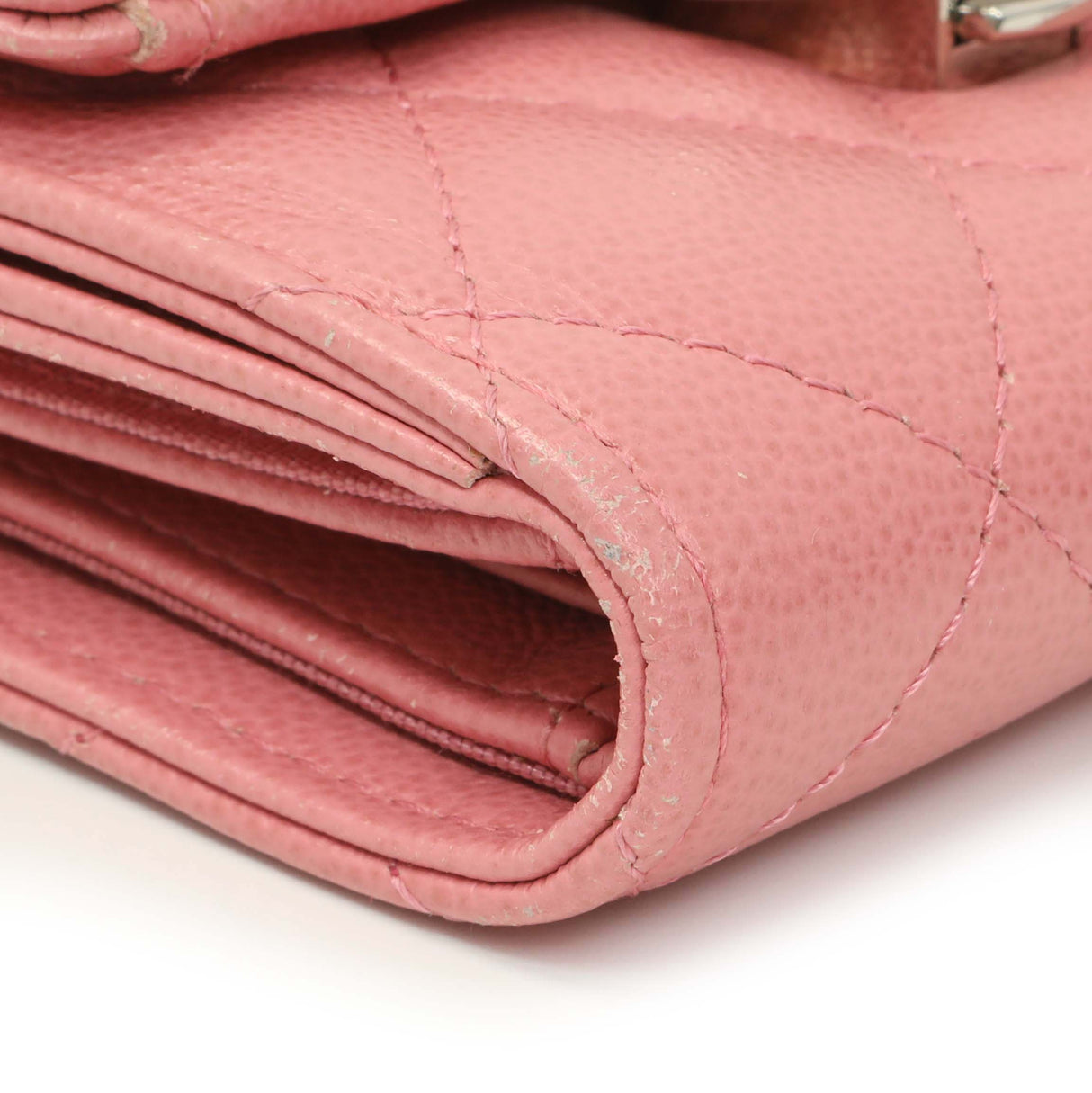 Chanel Pink Quilted Grained Calfskin CC Box Flap Wallet Accessories Chanel