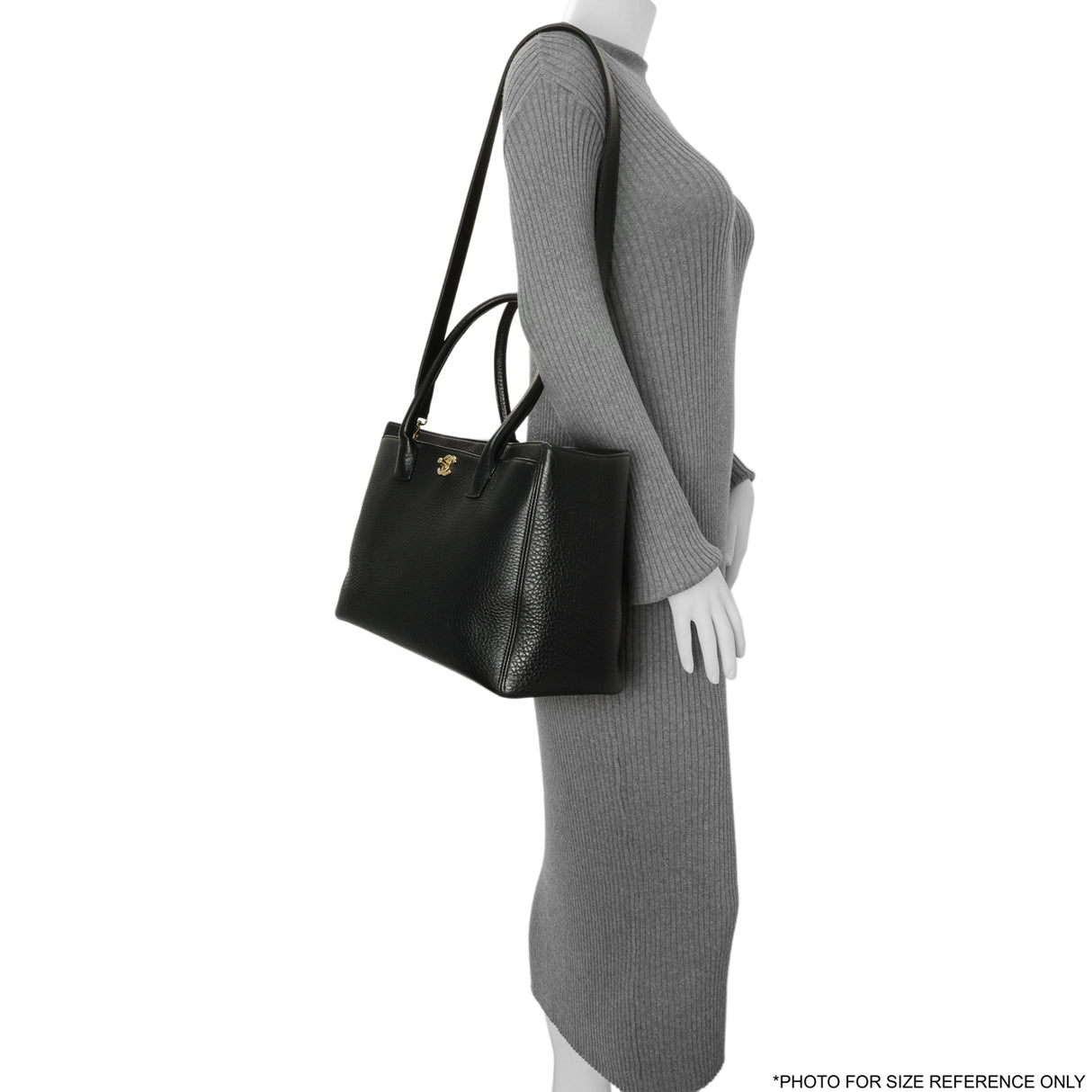 Chanel Black Calfskin Cerf Executive Shopper Tote Handbags Chanel