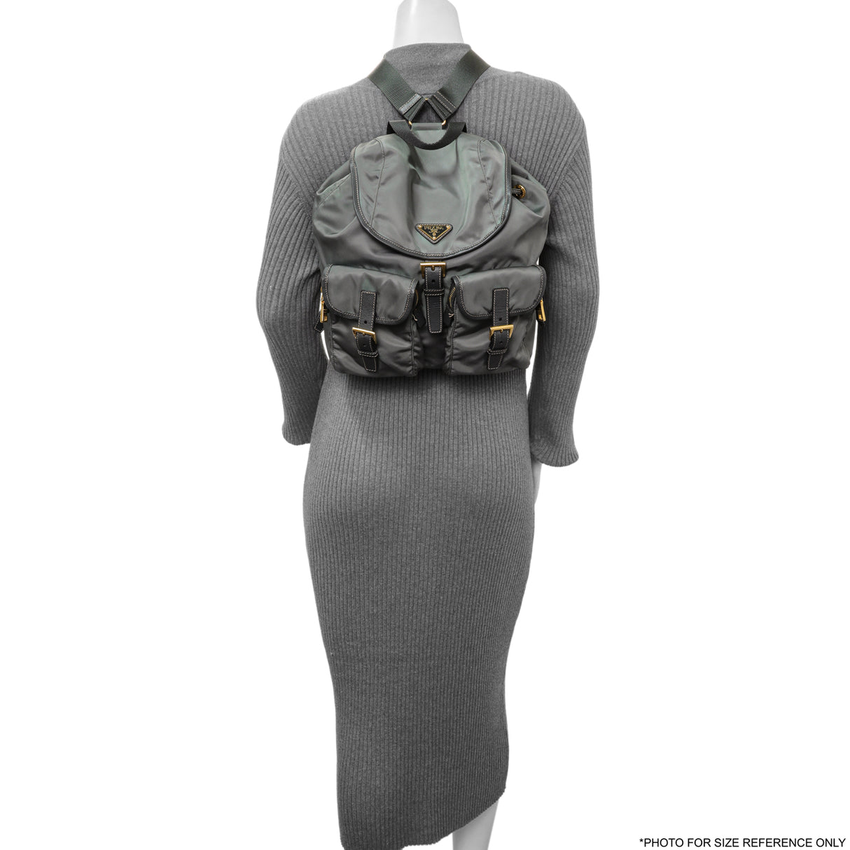 Prada Grey Tessuto Nylon Medium Backpack Handbags Prada