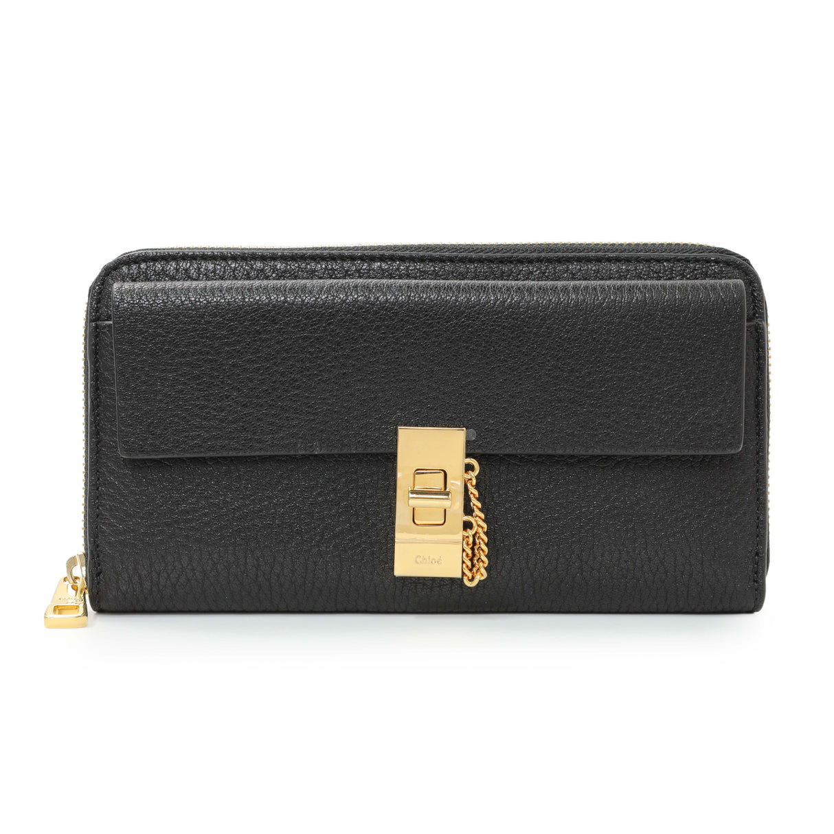 Chloe Black Grained Calfskin Drew Zip Wallet Accessories Chloe