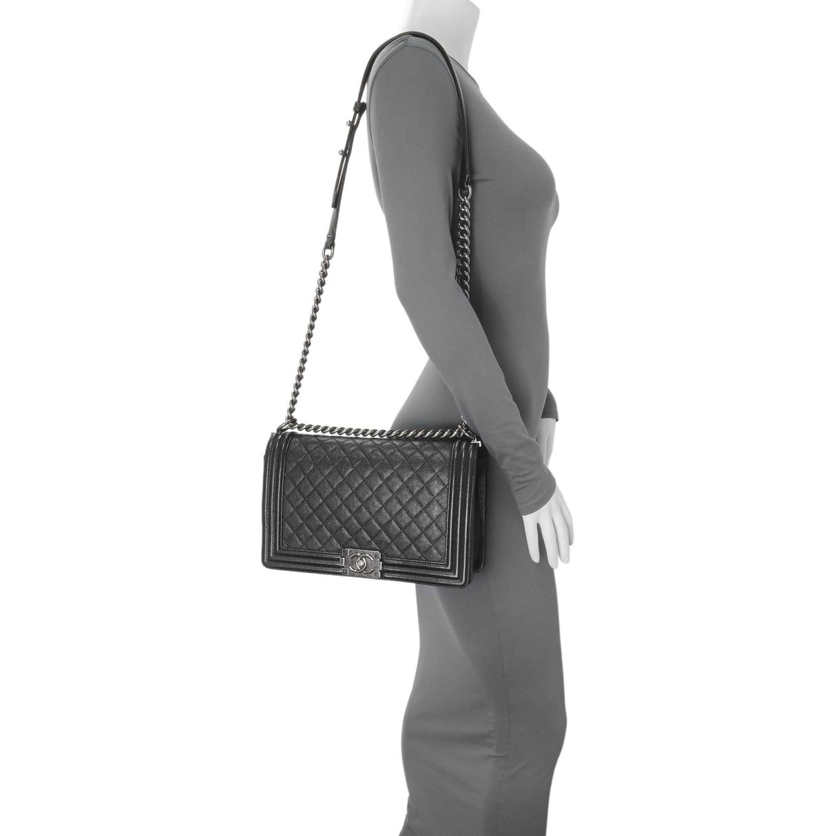 Chanel Black Quilted Caviar New Medium Boy Bag Handbags Chanel