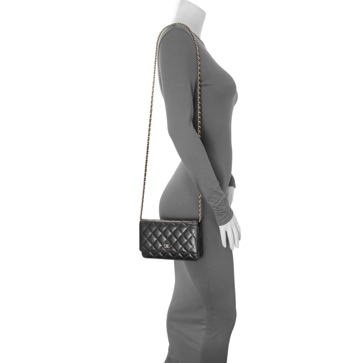 Chanel Black Quilted Caviar Wallet on Chain Handbags Chanel