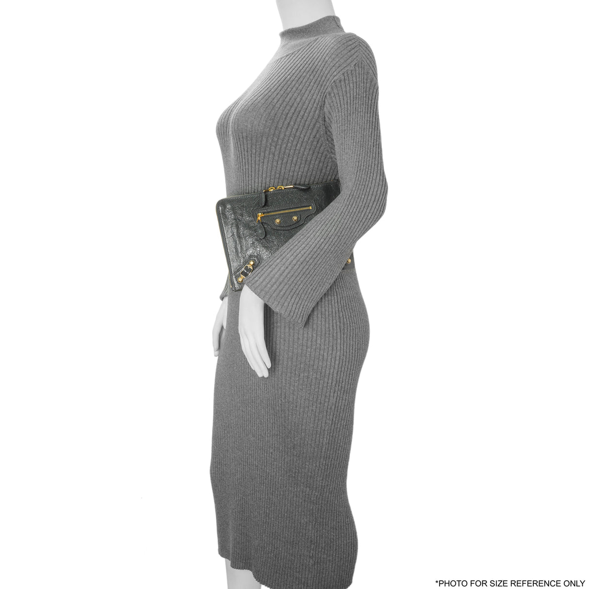 Balenciaga Gris Fossile Lambskin Giant 12 Zip Pouch Accessories Balenciaga