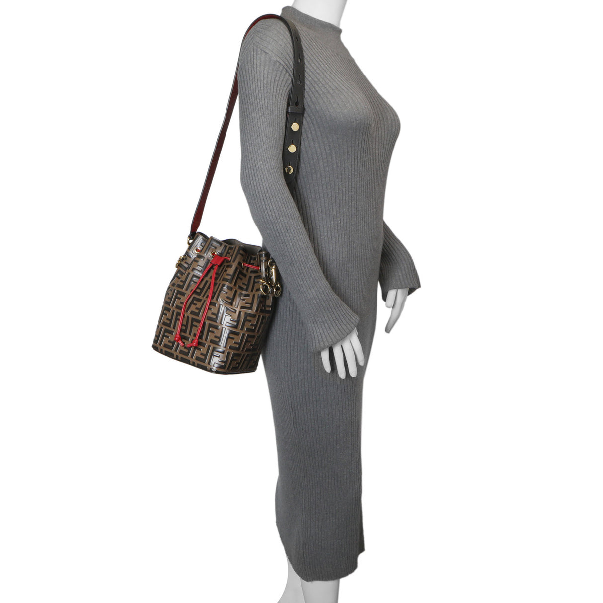 Fendi FF 1974 Embossed Calfskin Grande Mon Tresor Bucket Bag Handbags Fendi