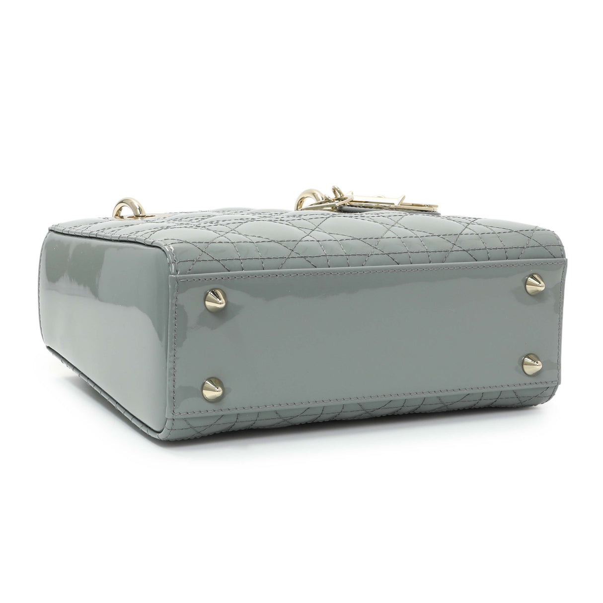 Christian Dior Grey Patent Cannage Small Lady Dior Handbags Christian Dior