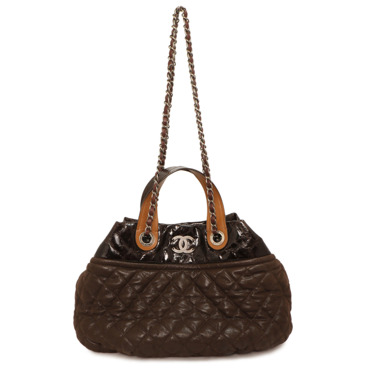 Chanel Burgundy Quilted Iridescent Calfskin Small In The Mix Tote Handbags Chanel