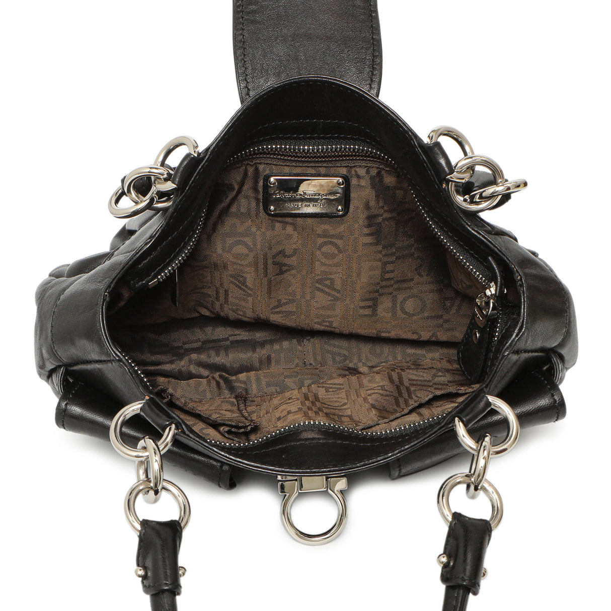 Salvatore Ferragamo Black Calfskin Gancini Bag Handbags Salvatore Ferragamo