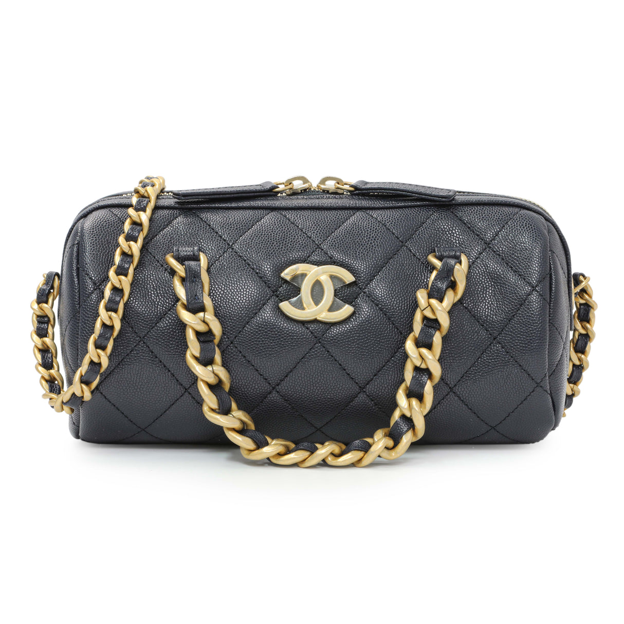 Chanel Blue Quilted Caviar Small Fashion Therapy Bowling Bag Handbags Chanel