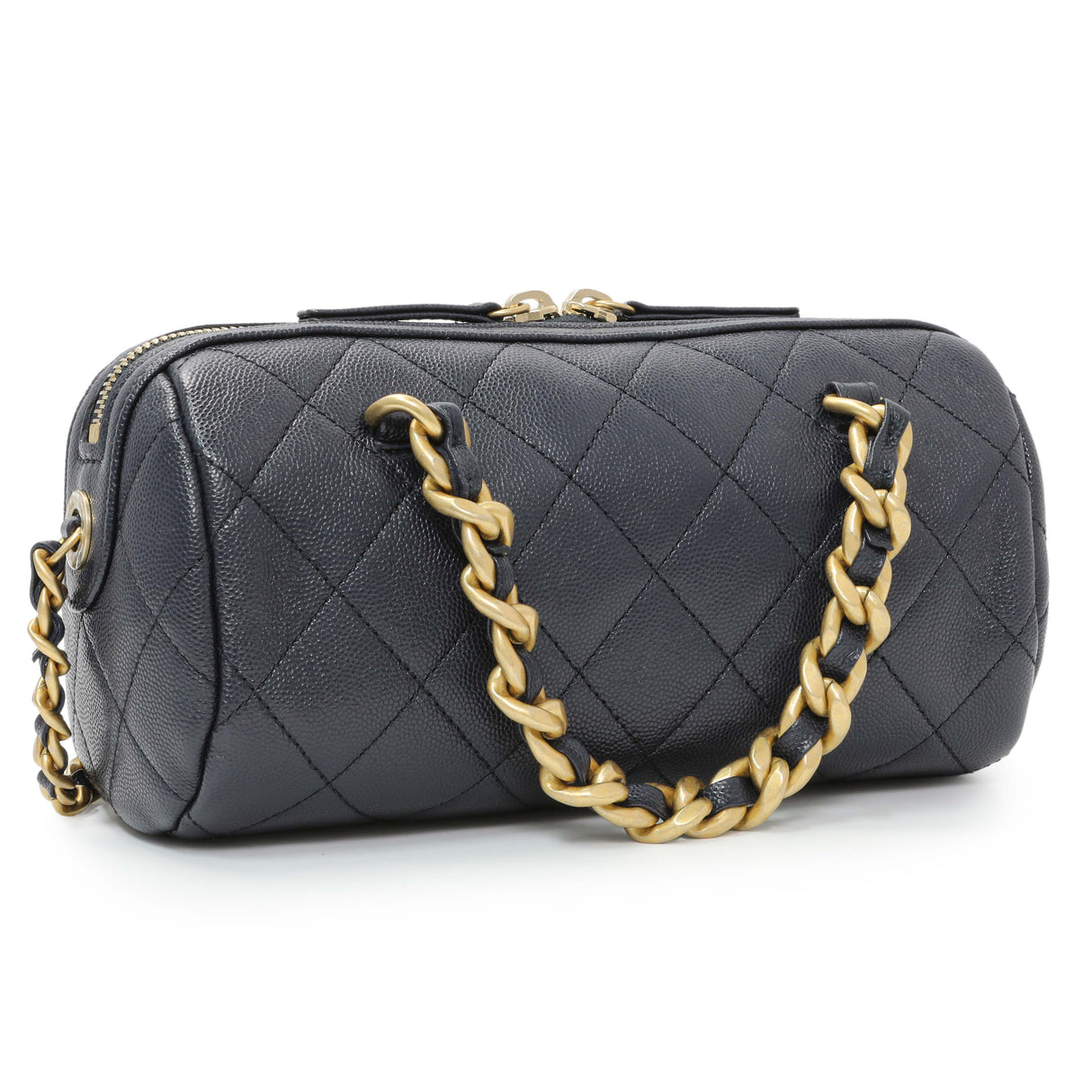 Chanel Blue Quilted Caviar Small Fashion Therapy Bowling Bag Handbags Chanel