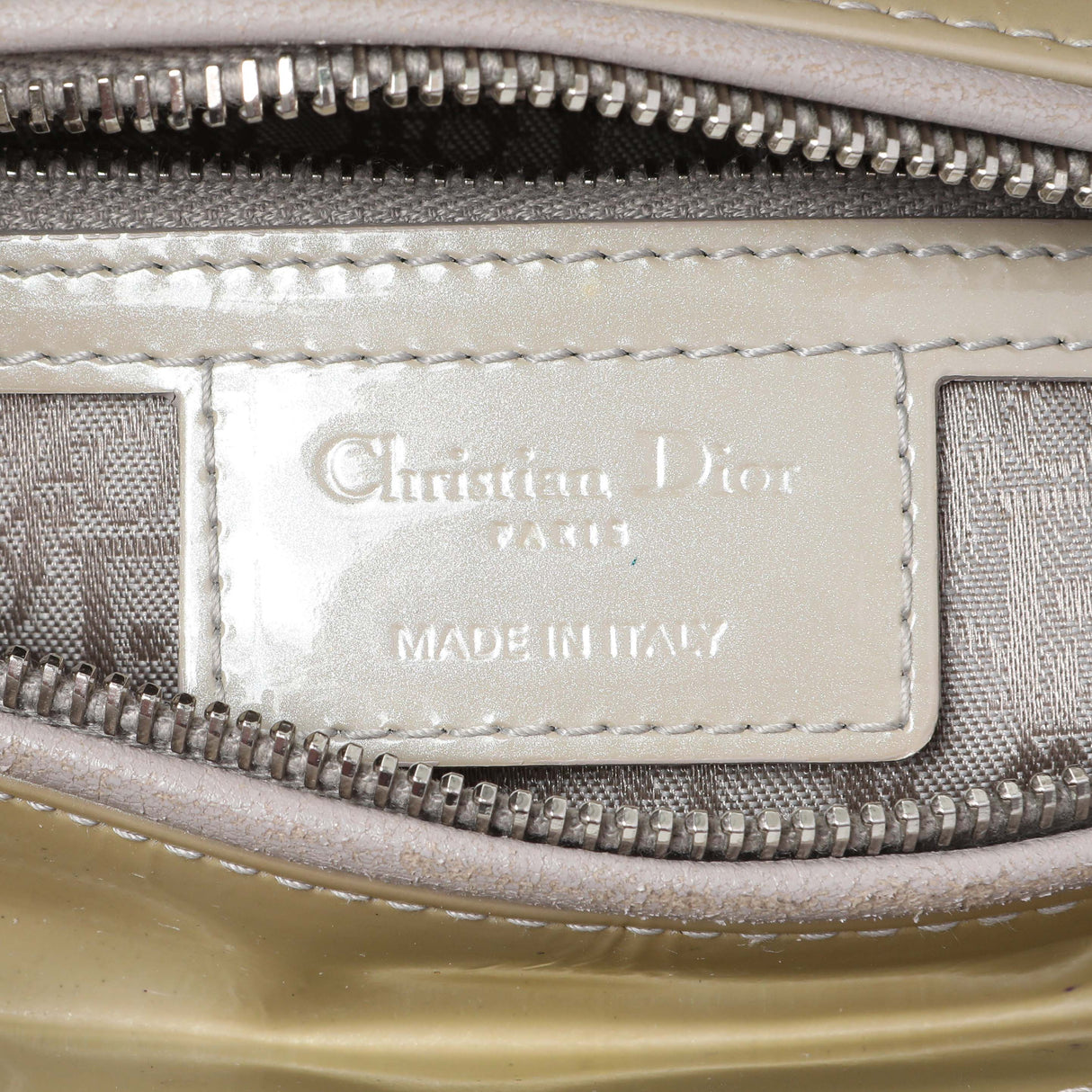 Christian Dior Metallic Grey Patent Cannage Medium Lady Dior Handbags Christian Dior
