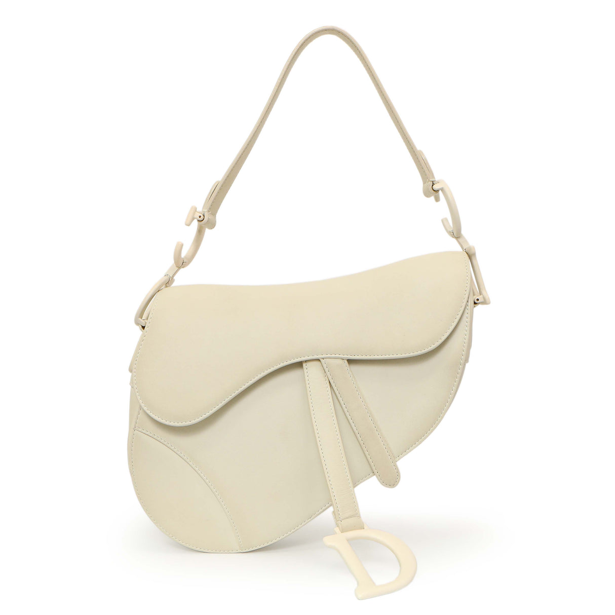 Christian Dior White Ultra Matte Calfskin Saddle Bag Handbags Christian Dior