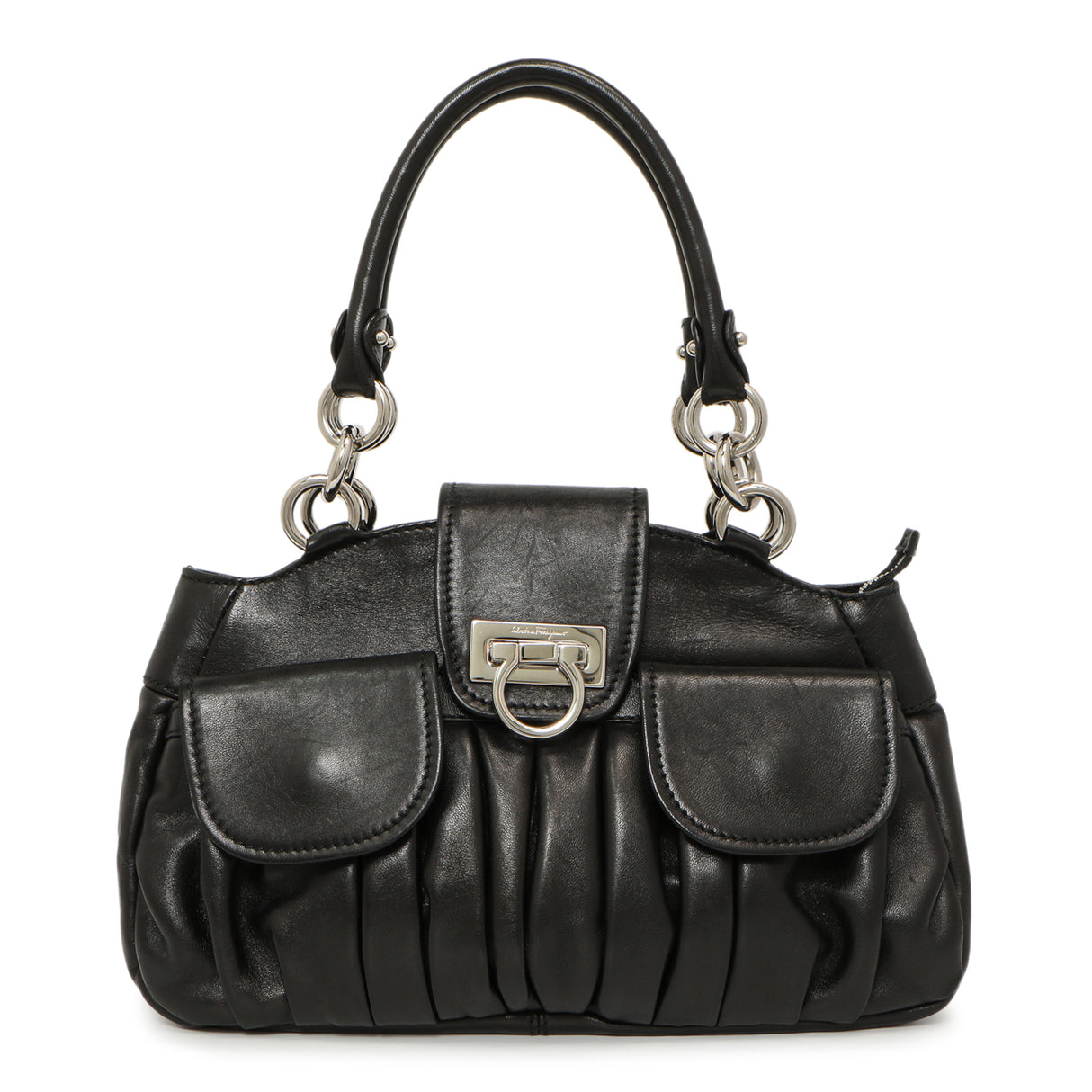 Salvatore Ferragamo Black Calfskin Gancini Bag Handbags Salvatore Ferragamo