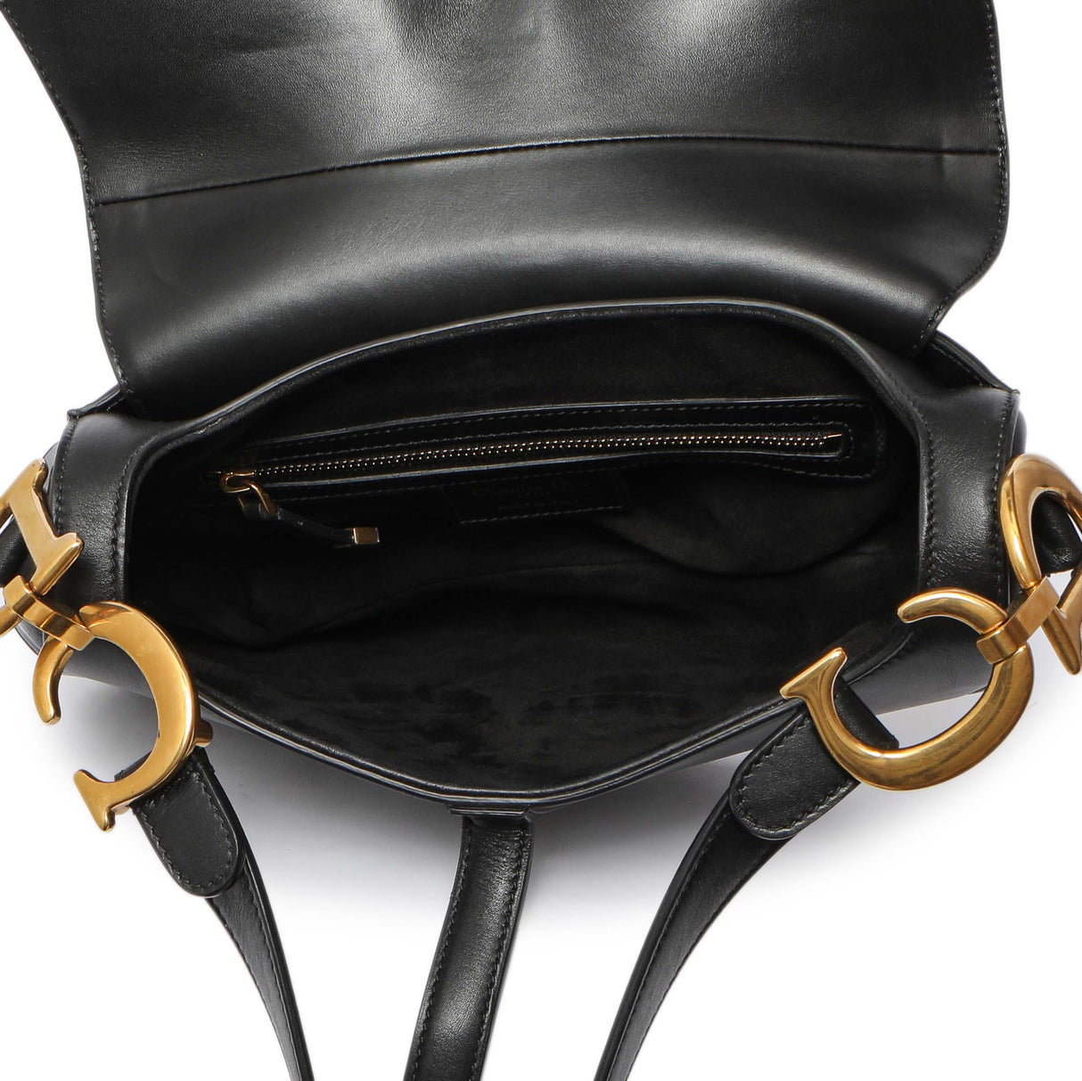 Christian Dior Black Smooth Calfskin Saddle Bag Handbags Christian Dior